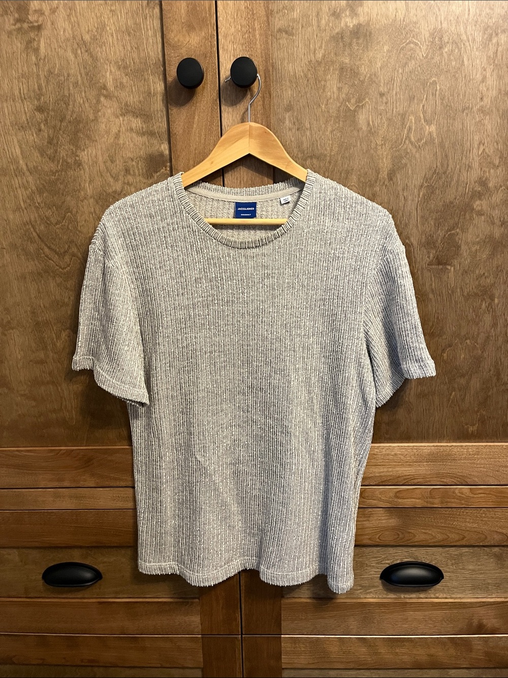 Jack & Jones Heather Gray Ribbed Short-Sleeve Crew Tee